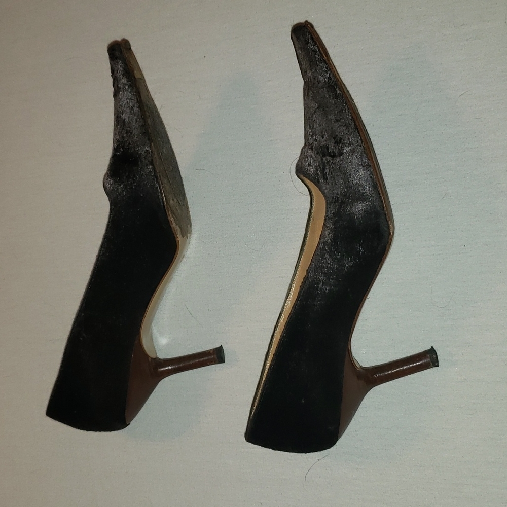 GUCCI Vintage Dark Grey Pony Hair Pumps with Wooden Heel - Picture 4 of 11